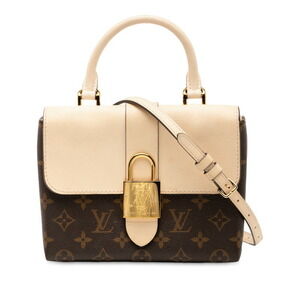 Louis Vuitton Monogram Locky Handbag Shoulder Bag Brown Creme Cream Leather